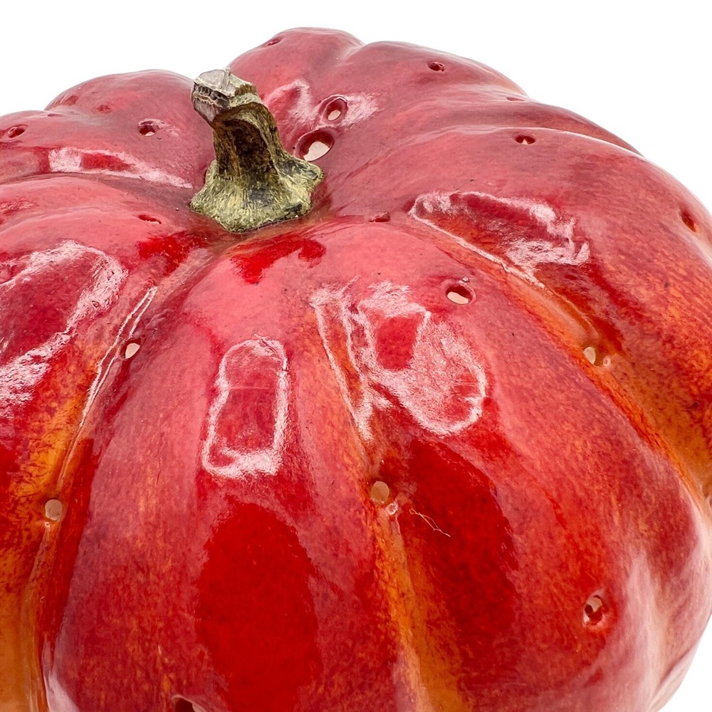 Large Red-Orange Glazed Foam Pumpkin Appetizer Skewer Holder Centerpiece 9"x7" - Picture 3 of 10
